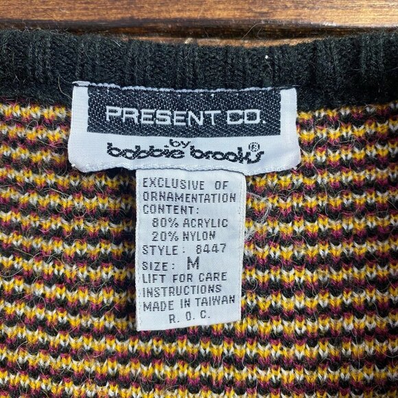 Vtg Present Co by Bobbie Brooks Y2K Sleeveless Sweater Black Sun Robot size Med - Picture 4 of 8